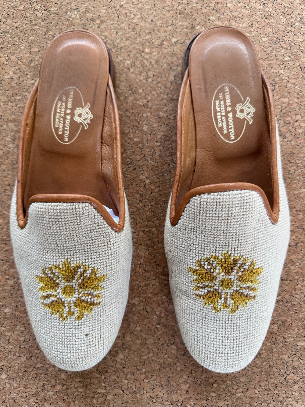 Stubbs & Wootton Needlepoint Mule Slides 8.5 Palm Beach